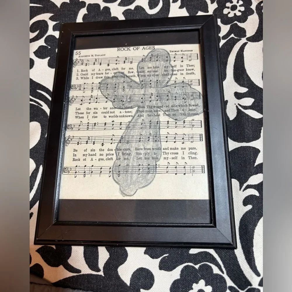 Rock of Ages Vintage Framed Christian Religious Hymn 5 x 7 Wall or Table Display